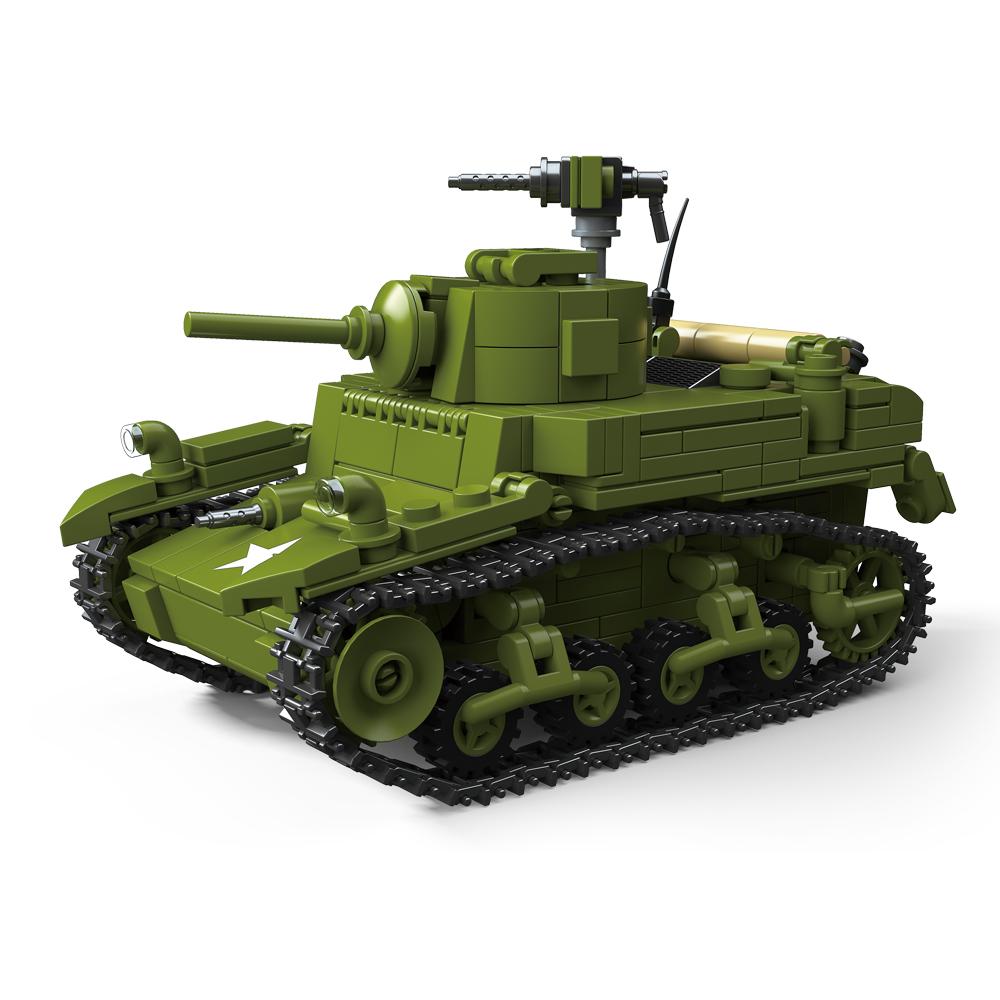 World War Bison Series Self-Propelled Gun M3A1 Main Battle Tank Military Series Tank Building Blocks Bricks Model Set Toys