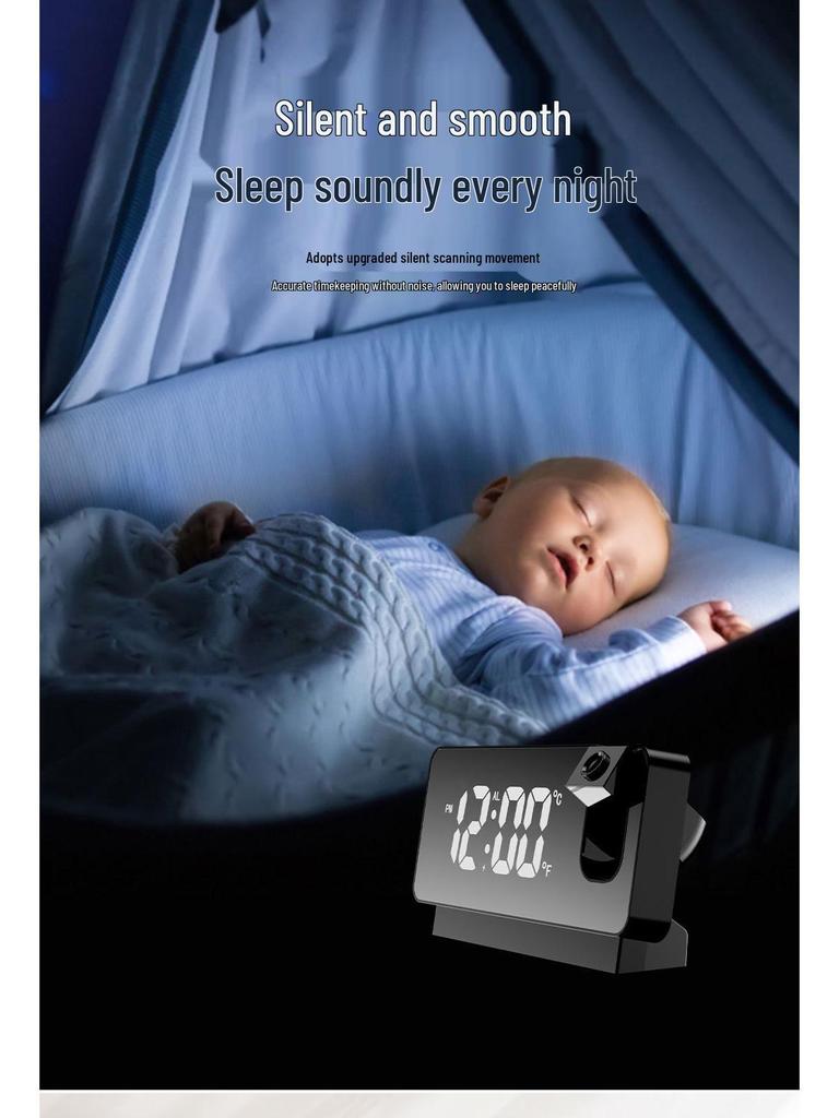 LED Projection Alarm Clock with Silent Snooze Feature