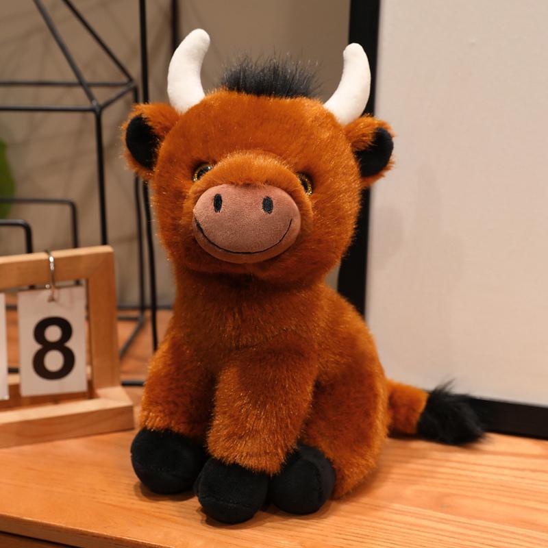 Cute Wholesale 27cm Cute Highland Cattle Plush Toy Lifelike Cattle Stuffed Animal Doll Classic Gift For Children Ranch Souvenirs