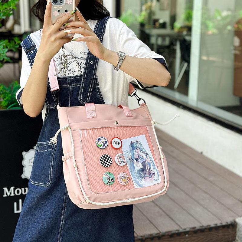 Wind Simple Transparent Pain Bag Large Capacity Class Tote Bag Leisure Commuting Shoulder Bag Versatile Tote Bag