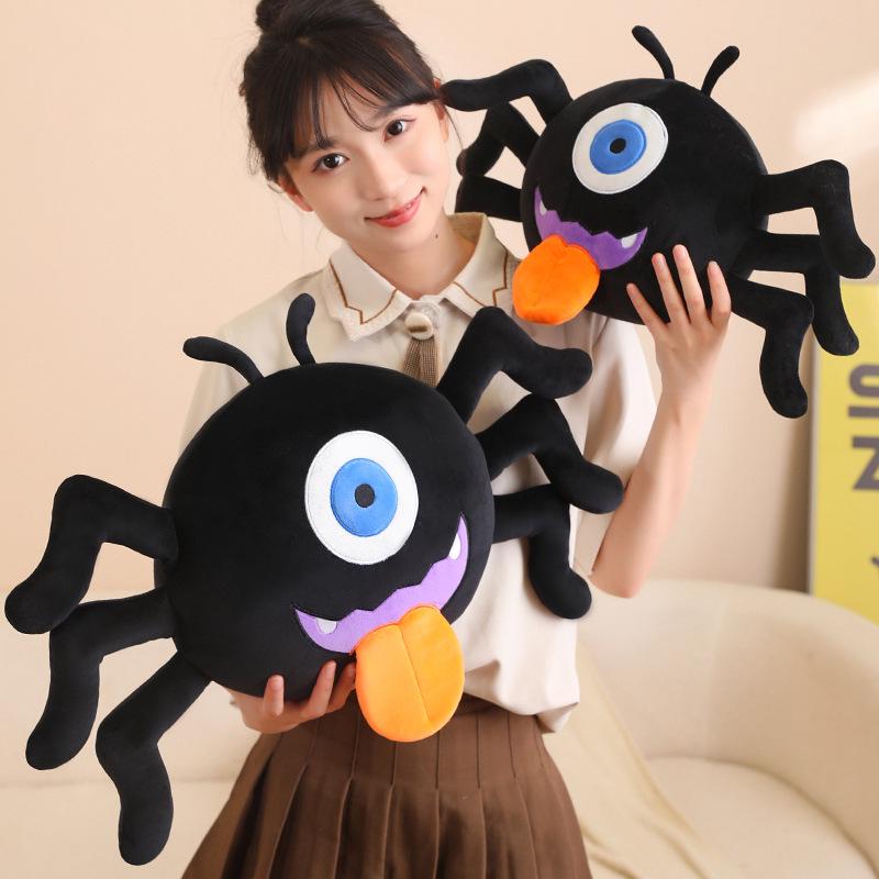 One-Eyed Spider Halloween Decorations: Black Animal Props for Pumpkin Party Scene