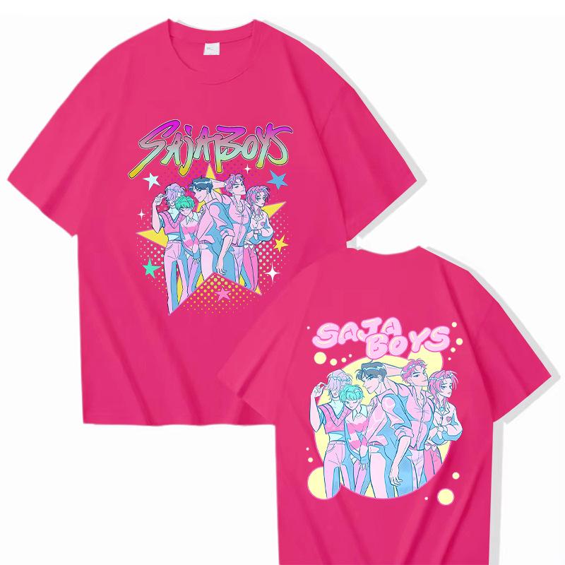 KPop Demon Hunters Printed T-shirt Casual Round Neck Top Short Sleeved Shirt 5989