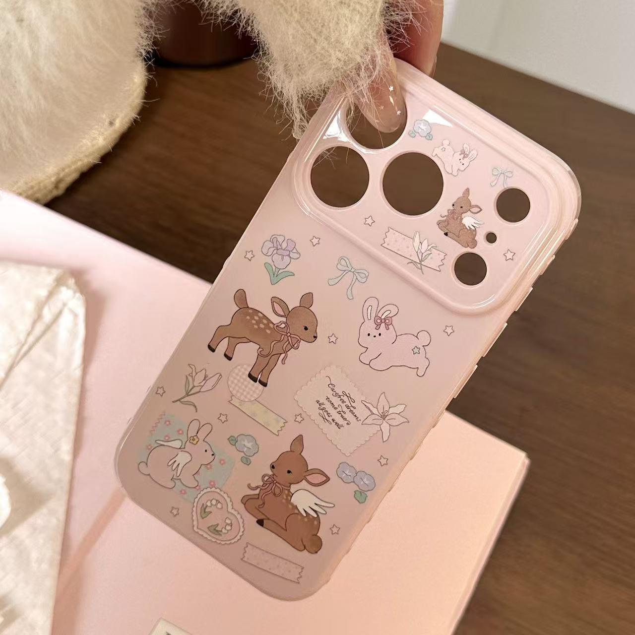 

Adorable Deer Design iPhone Case for Models 13-17: Heart Side, Anti-Fall Protection iPhone 13