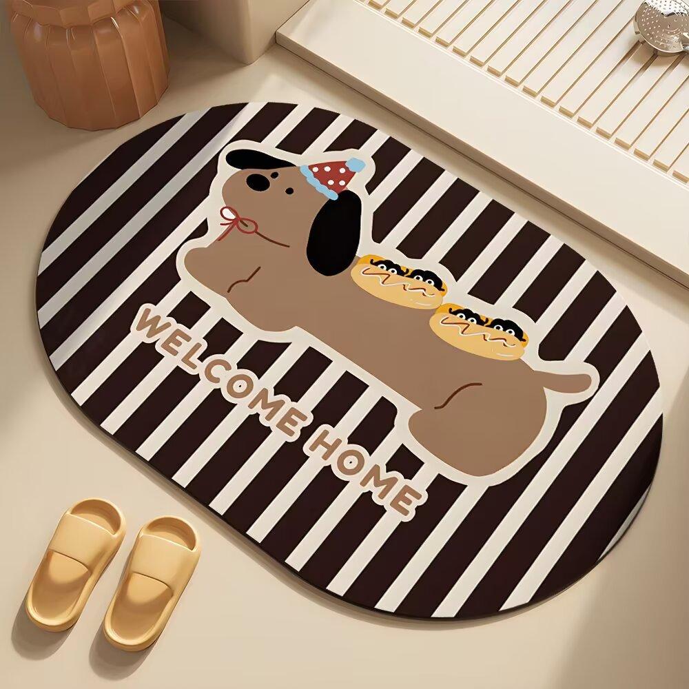 Dachshund Diatom Mud Floor Mat Toilet Toilet Non-Slip Foot Mat Bathroom Door Soft Absorbent Quick Drying Mat