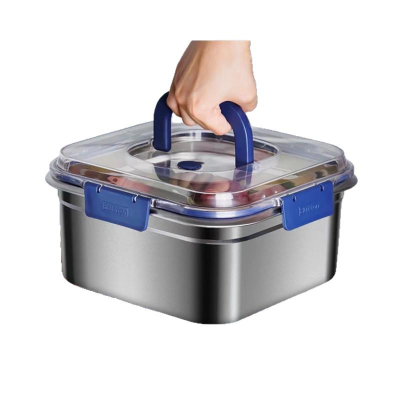 Pojemny, hermetyczny lunchbox ze stali nierdzewnej z pokrywką - Przenośny pojemnik do przechowywania żywności