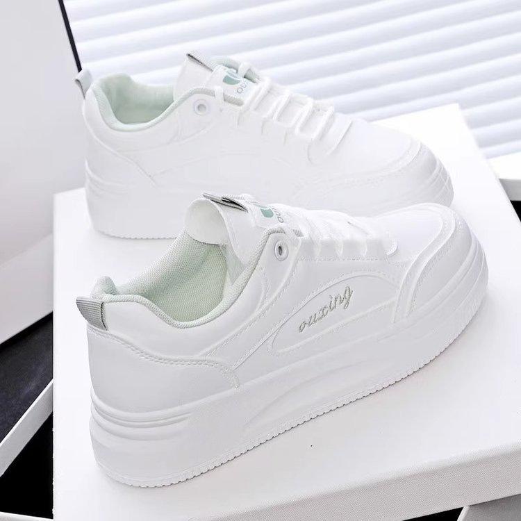 

ins tide Korean version breathable little white shoes 2025 autumn women s shoes new height increase versatile casual sports thick baseplate shoes 40 армия зеленый