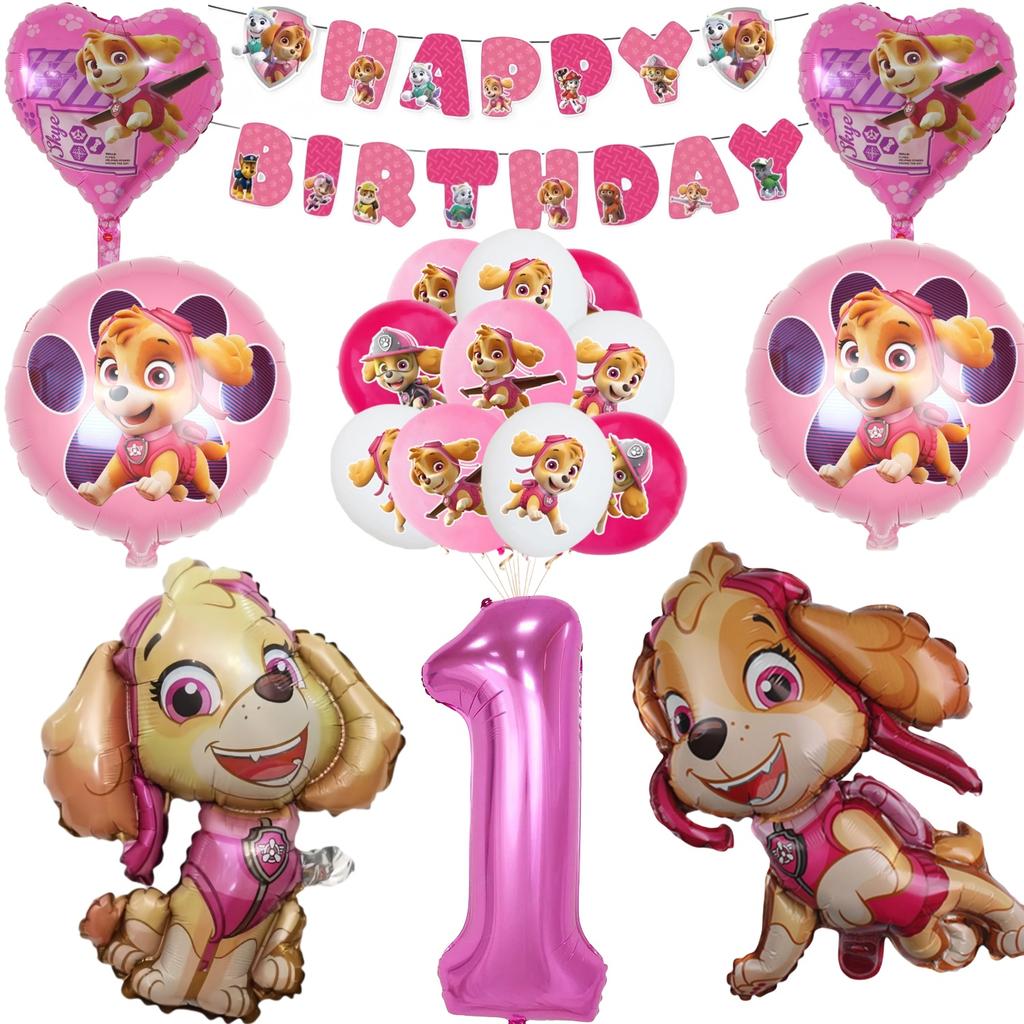 Roze Paw Patrol Verjaardagsfeest Decoratie Skye Wegwerp Servies Tafelkleed Bord Folie Ballonnen Babyborrel Meisjes Feestartikelen