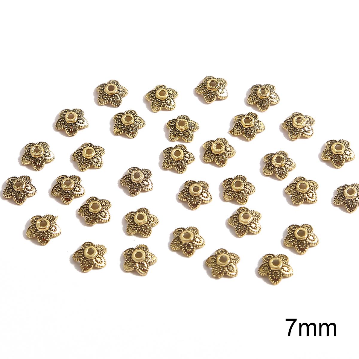 

50 шт металлические полые цветочные бусины, колпачки, коннекторы для изготовления ювелирных изделий своими руками 06 золотой