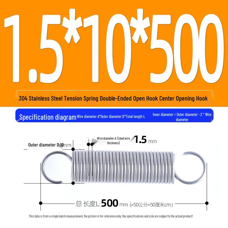 Arc de extensie din oțel inoxidabil 304 de 500 mm cu cârlige deschise și inel cu buclă dublă, personalizabil.