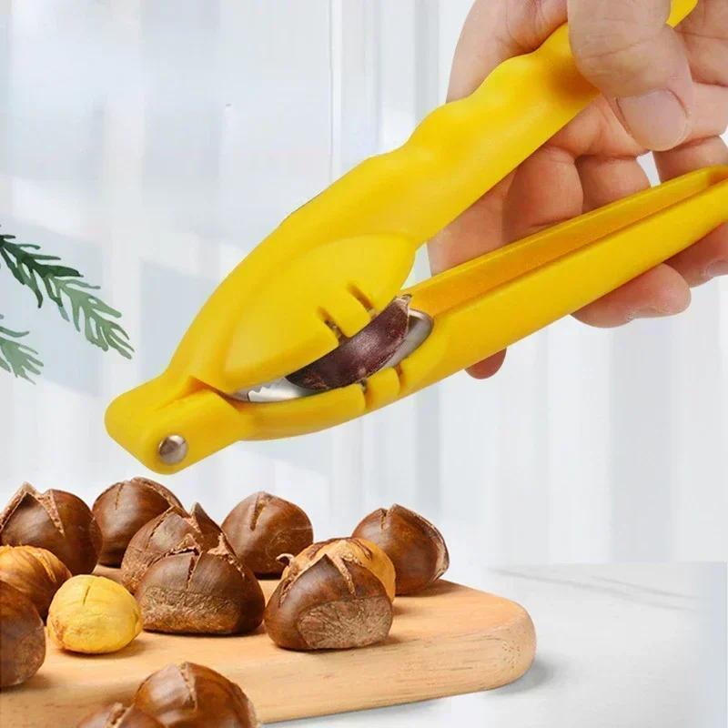 Pratique 1 Pièce Ménage Commodité 2 En 1 Pince à Châtaignes Casse-Noix Éplucheur Noix Noix Casse-Noix Éplucheur Pince Accessoire Inoxydable