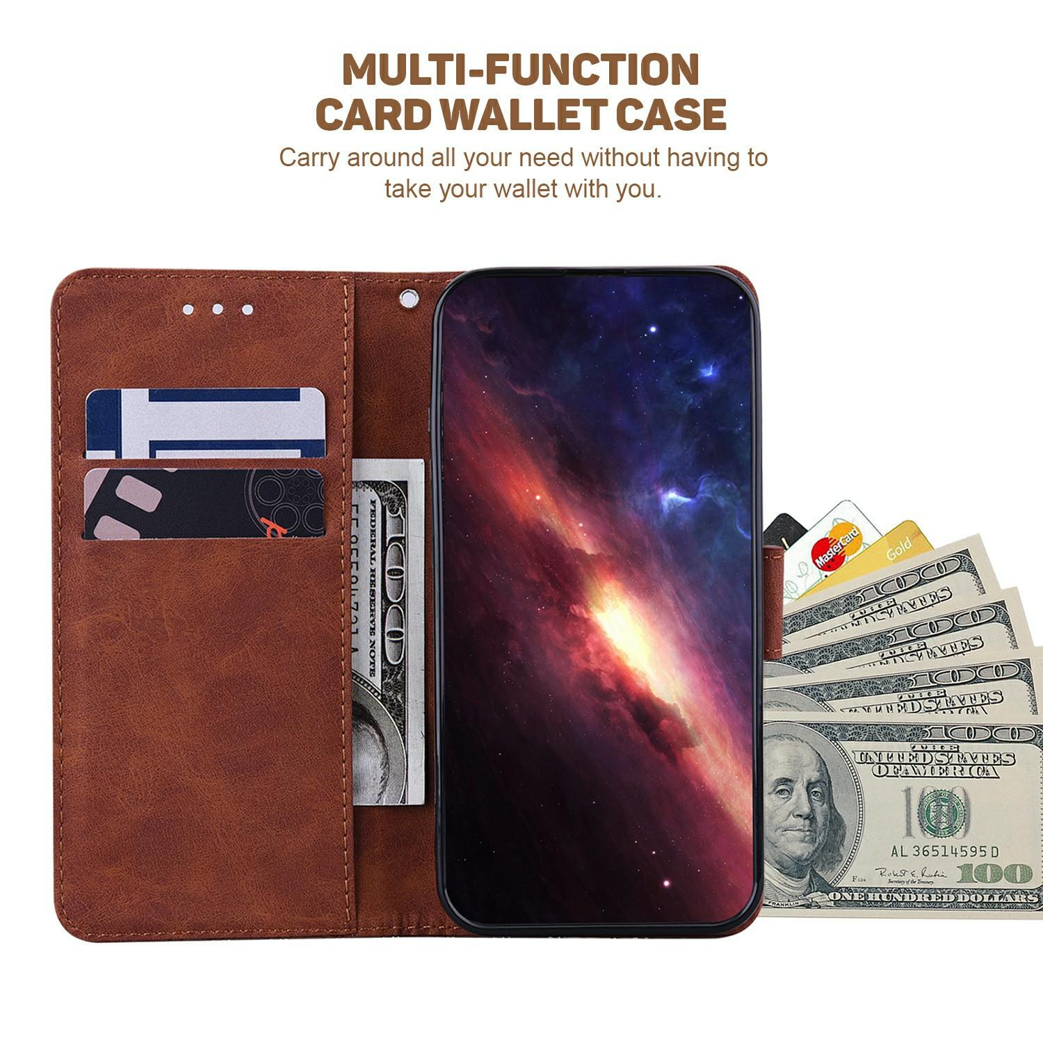 

For OnePlus 13 Case Geometry Pattern Leather Wallet Phone Cover Brown
