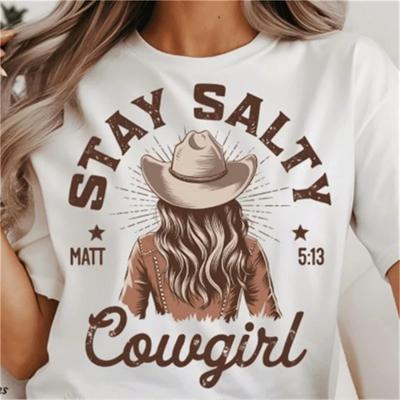 Printed Women's Retro Western Girl Print Pattern New Summer T-Shirt Top Short Sleeved Women's Casual Clothing Popular T-Shirt