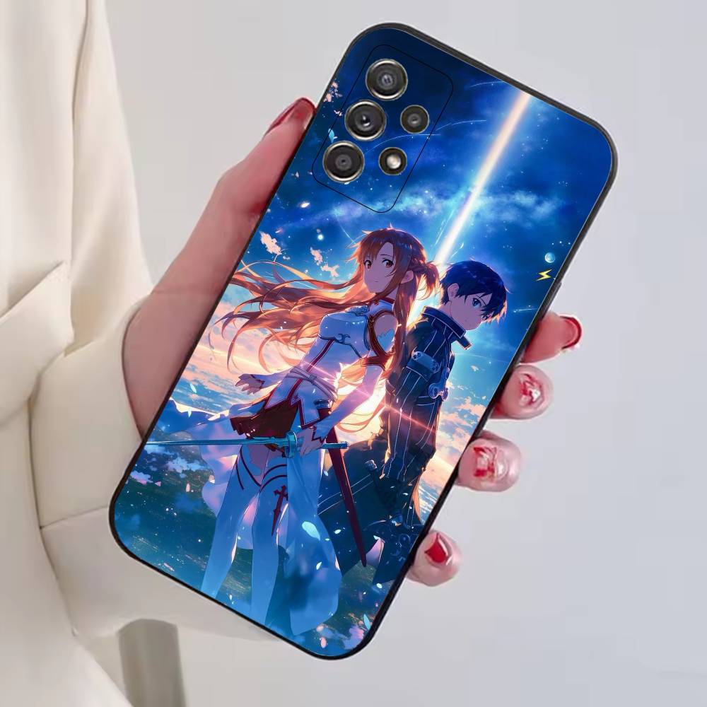 Sword Art Online Kirito and Asuna Phone Case For Samsung S25,S24,S21,S22,S23,S30,Ultra,S20,Plus,Fe,Soft Silicone Black Cover