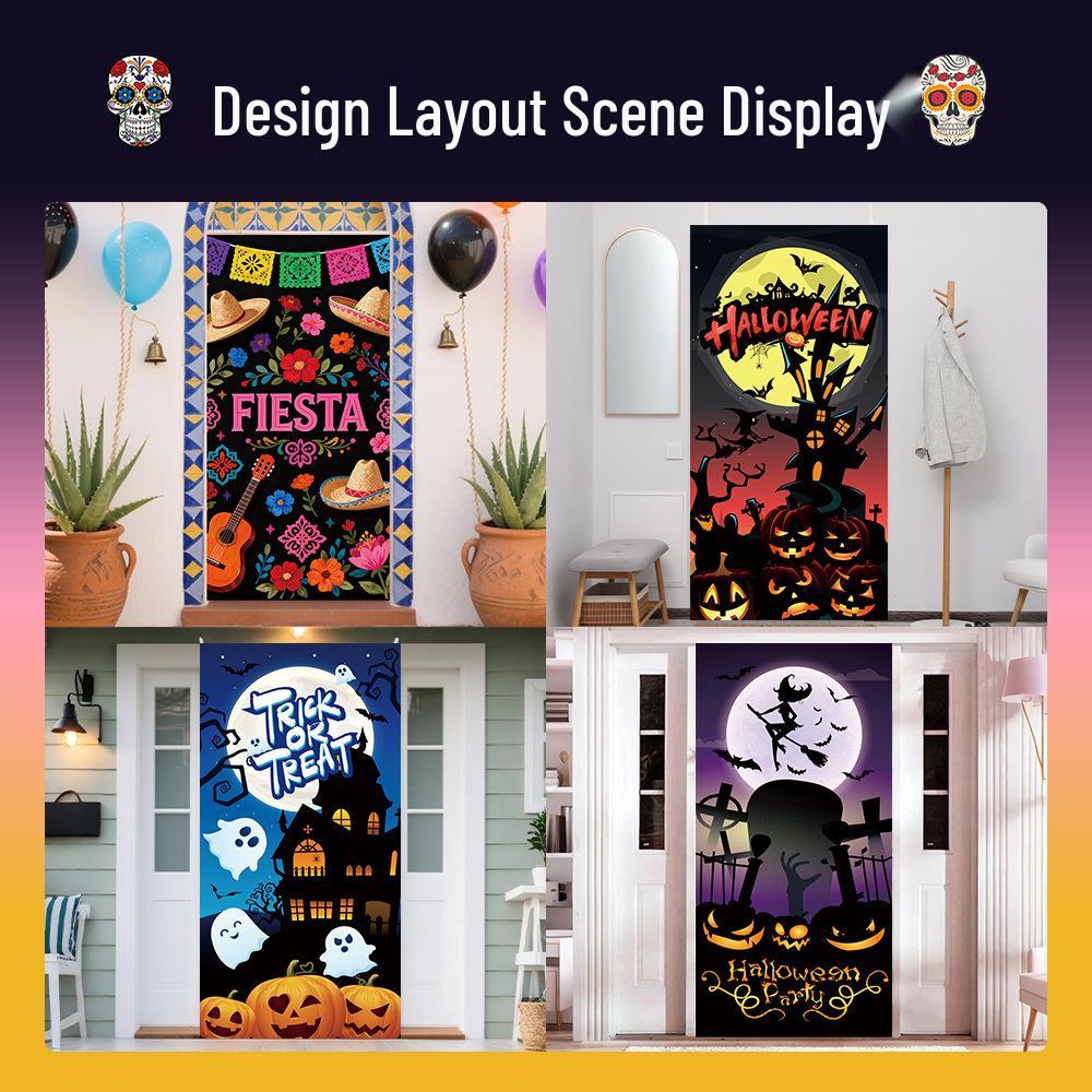 Day of the Dead Festival Polyester Door Banner - Customizable Party Decoration