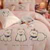Thickened Milk Fleece Bed Four-Piece Set Warm Children'S Bedding Teddy Coral Fleece Quilt Cover Bed Sheet Three-Piece Set