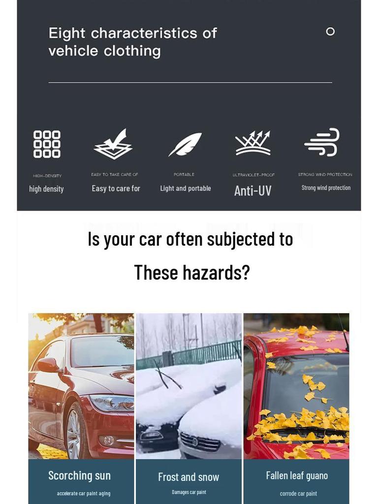 Universal PEVA Car Cover - Sunshade, Rainproof, Waterproof Protection