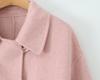 Mid-Length Wool-Cashmere Coat with Doll Collar & Petal Buttons, Double-Faced, Chic Autumn/Winter Style, Youthful Look.