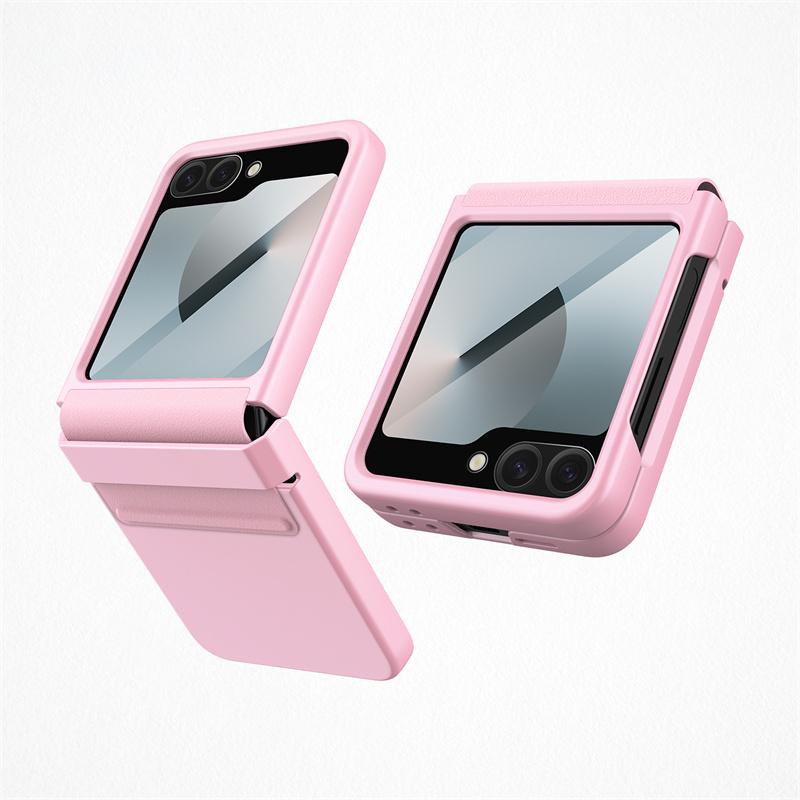 Matte Wrist Strap Hinge Full Protection Hard Case for Samsung Galaxy Z Flip 7 FE / 6 Folding Wristband Cover With Tempered Glass
