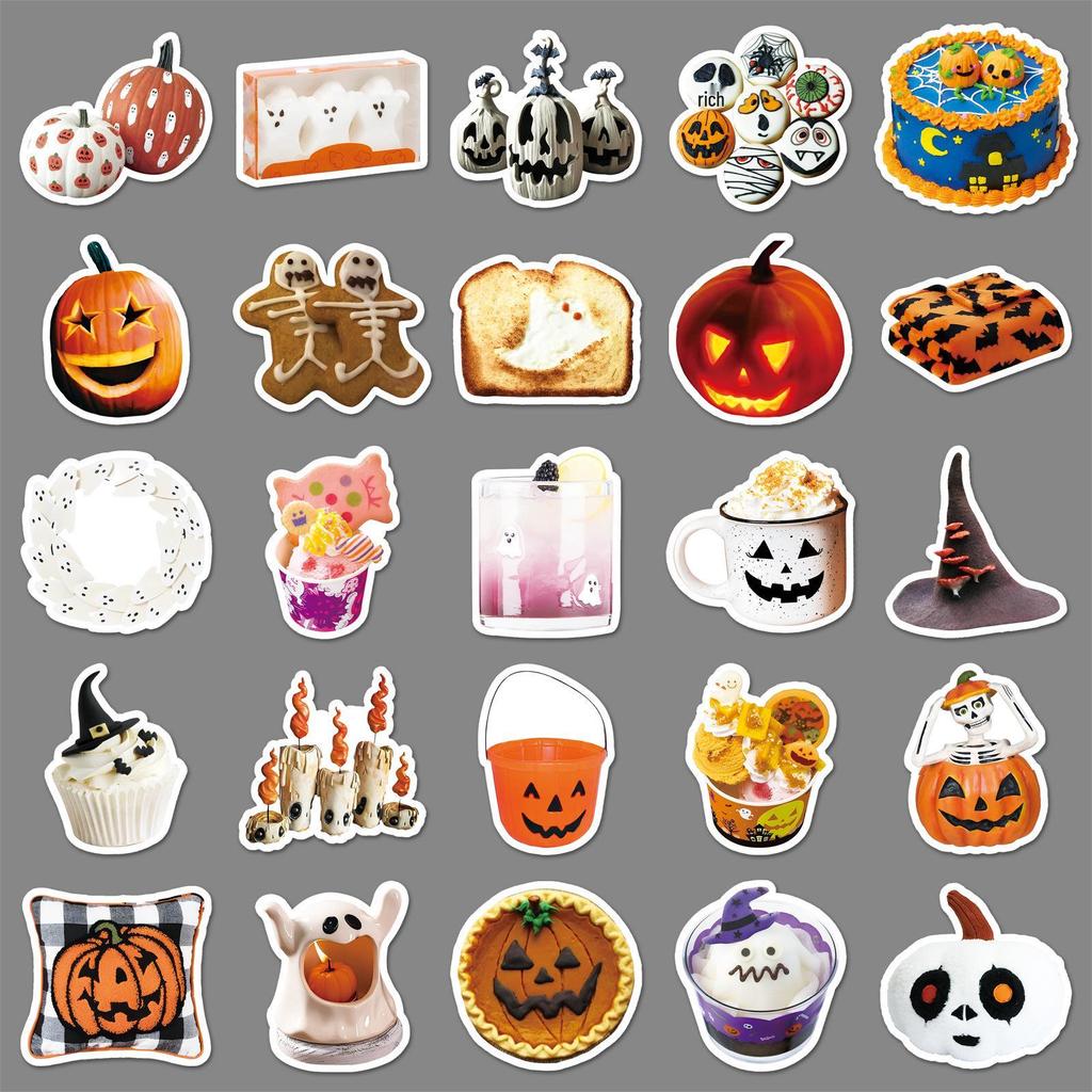 50 Halloween Waterproof Decorative Journal Stickers - Creative Ins Style, Hot Selling Cross-border Festival Sheets