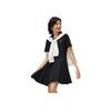 Li Ning Sports Trend Series Logo Pleated Short Sleeve Dress Women dresses Black ASKT076-2