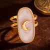 Finger Ring Oval Design Adjustable Opening Enamel Process Women Ring Multi-Symbol Design Hearts Stars Moons Pattern