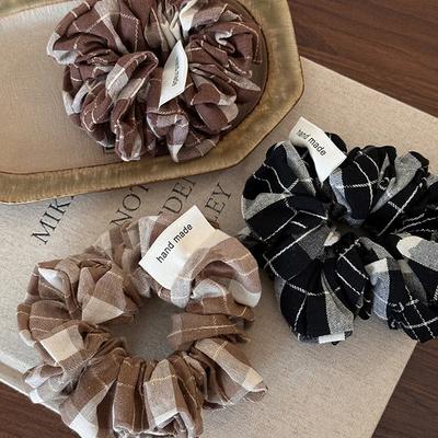 New Korean Sweet Fabric Plaid Hair Band for Women Simple Temperament Ponytail Hair Rope Hairpin Girls Hair Accessories