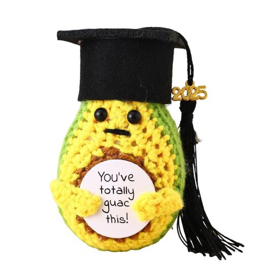 2025 Graduation Crochet Doll Handmade Pickle Vegetables with Graduation Cap Positive Crocheted Animals Keepsake Grad Gifts for Him Her