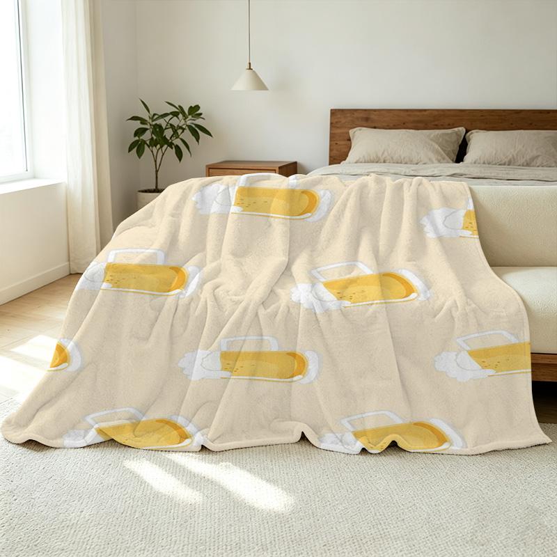 Beer Series Flannel Blanket – High-Density Soft Plush, Cozy Skin-Friendly Throw for Halloween & Christmas, Home Relaxation & Fun Decor
