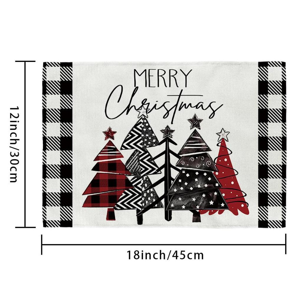 4/6 Pcs Merry Christmas Placemats 18 X 12 In Indoor Kitchen Dining Table Decorations Xmas Tree Placemats Dining Table Mats