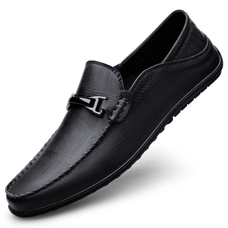 

Leather shoes men s genuine leather business casual men s soft-soled soft-sided beanie shoes one-pedal driver shoes leathershoes 37 чёрный