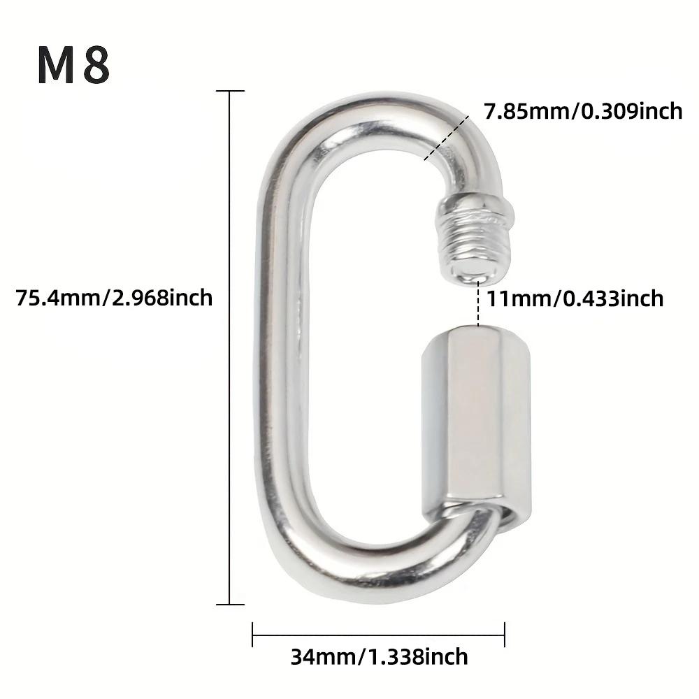 Connect Hook Stainless Steel Connecting Ring Quick Chain Link Track Climbing Mountaineering Carabiner Insurance Buckle M4/6/8/10