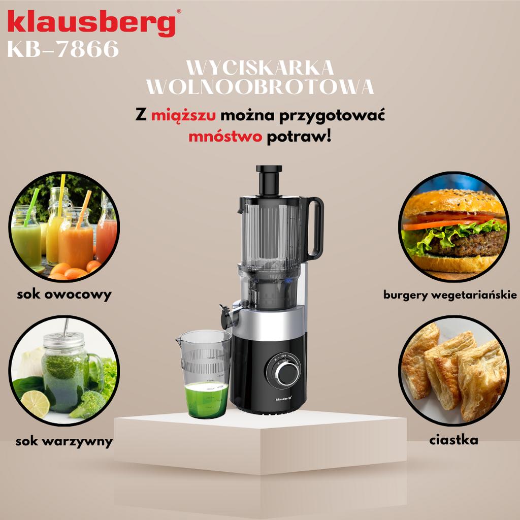 180W Slow Speed Juicer for Fruits and Vegetables COLD PRESS KLAUSBERG KB-7871