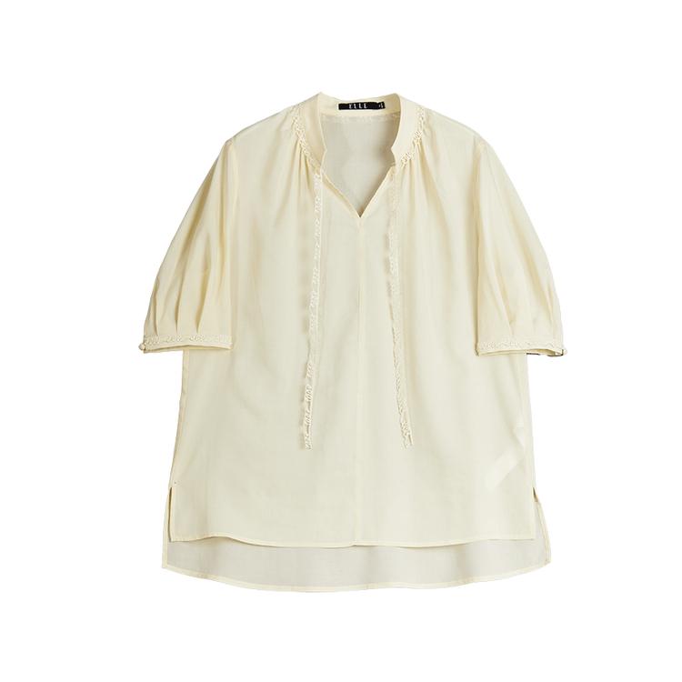 ELLE Luxe Lyocell Five-Quarter Sleeve Shirt Women shirts Yellow EM51181