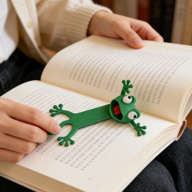 Whimsical 3D Slouchy Frog Bookmark, Reading Book Clip, Creative Cute Cartoon Stationery, Single Piece Frog Bookmark