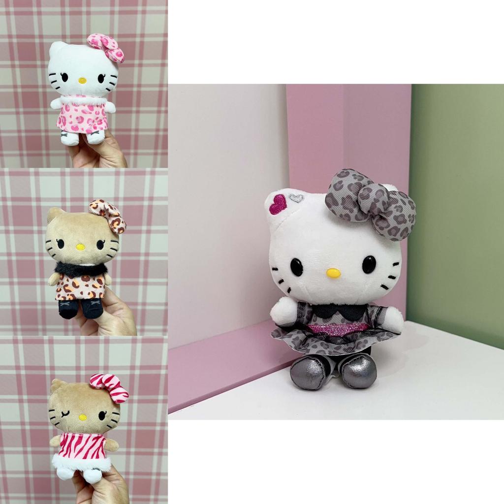 Fun Hello Kitty Plush Pendant With Leopard Print Dress Decor For Collectors And Kids