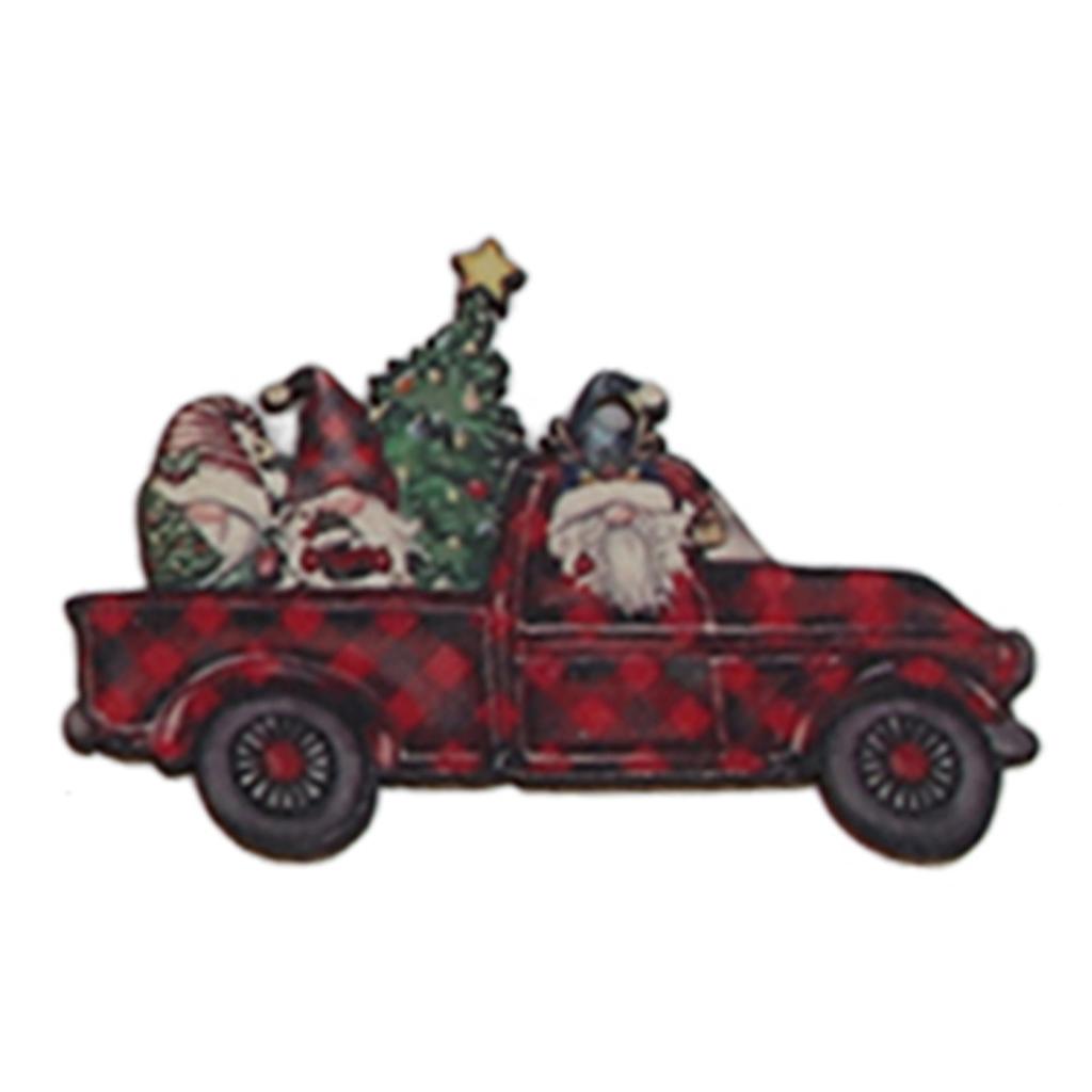 24pcs Christmas Wooden Decoration Xmas Wood Slice Hanging Ornament Christmas Tree Red Truck