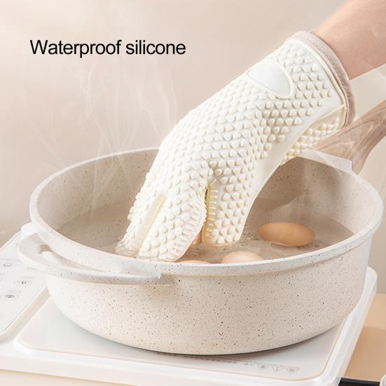 1Pc Baking Glove Ultra-thick Heat-Resistant Reusable Non-slip Texture Easy to Clean Anti-scald Silicone High-Temperature Resistant Oven Baking