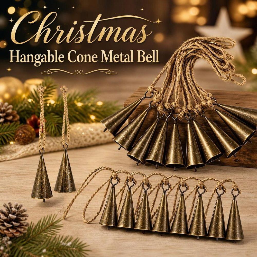 Hangable Christmas Cone Metal Bell Conical Craft Bell New Hanging Bell  Festival Ornament