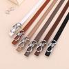 Women's Leather Belt with Rope Knot, H Buckle, Thin Waistband - 2026 Fashionable Accessory