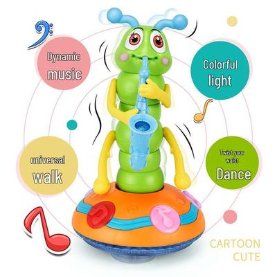 Lagarta Cantante e Dançante Elétrica com Saxofone - Brinquedo Educativo para Bebê com Luzes