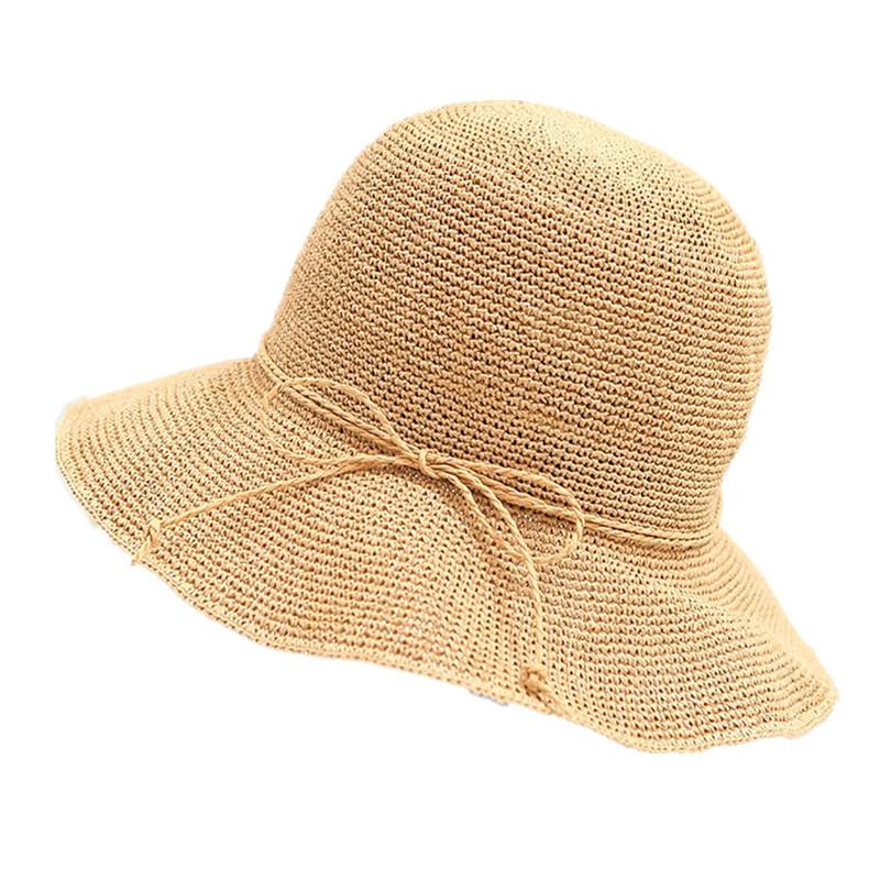 Handgeflochtener Strohhut für Damen, Sommer-Sonnenhut für den Strand, Sonnenschutzhut, Fischerhut, Koreanischer Stil, Vielseitig und faltbar