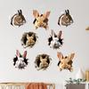 Yousheng 4Sheets Easter Bunny Wall Sticker Waterproof Self-adhesive 3D Effect Broken Wall Simulation Rabbit Home Living Room Wall Art Decoration Decal