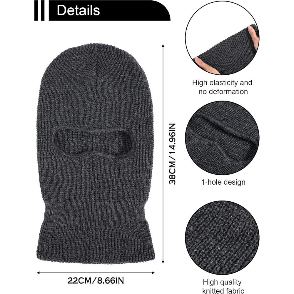 3-Hole Knitted Full Face Cover Ski Mask, Adult Winter Balaclava Warm Knit Full Face Mask for Outdoor Sports