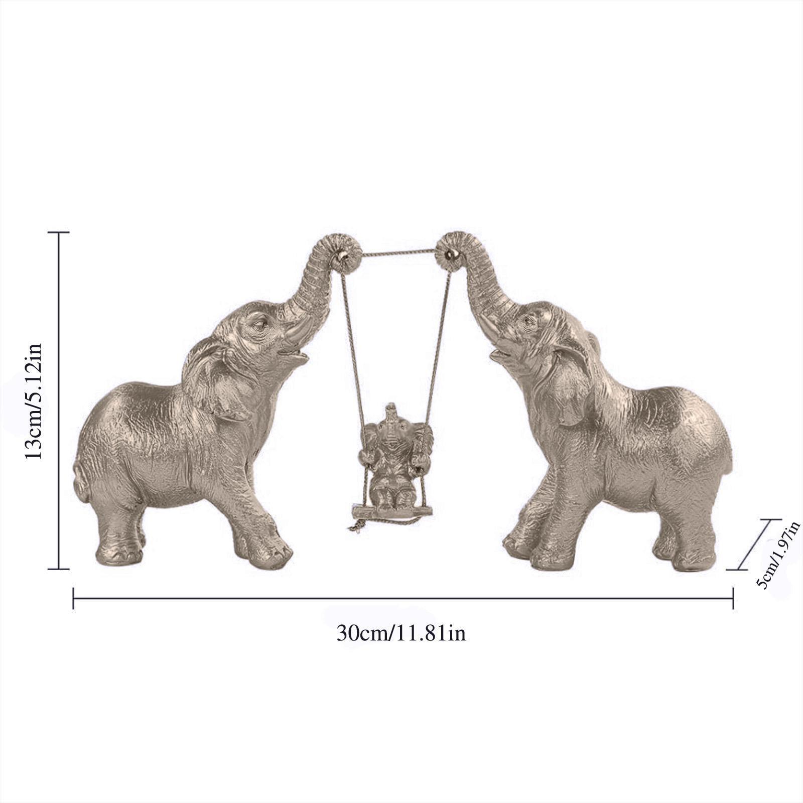 

Серия Качели Семьи Слонов Классические Полирезиновые Украшения Золотая и Серебряная Семейная Скульптура Художественные Поделки Декор для Кабинета/Офиса Подарки