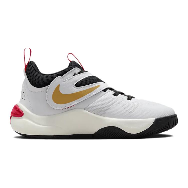 Nike Team Hustle D11 GS White Gold University Red Kids Sneakers Metallic-Gold Black DV8996-104