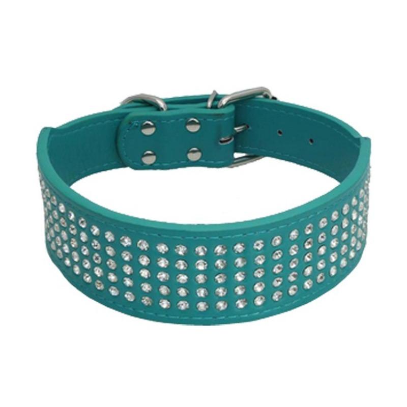 Anti-bite Collar Rhinestone Rhinestone Decorative PU Leather Collar Is Suitable for Medium To Large Dog Collar Collar