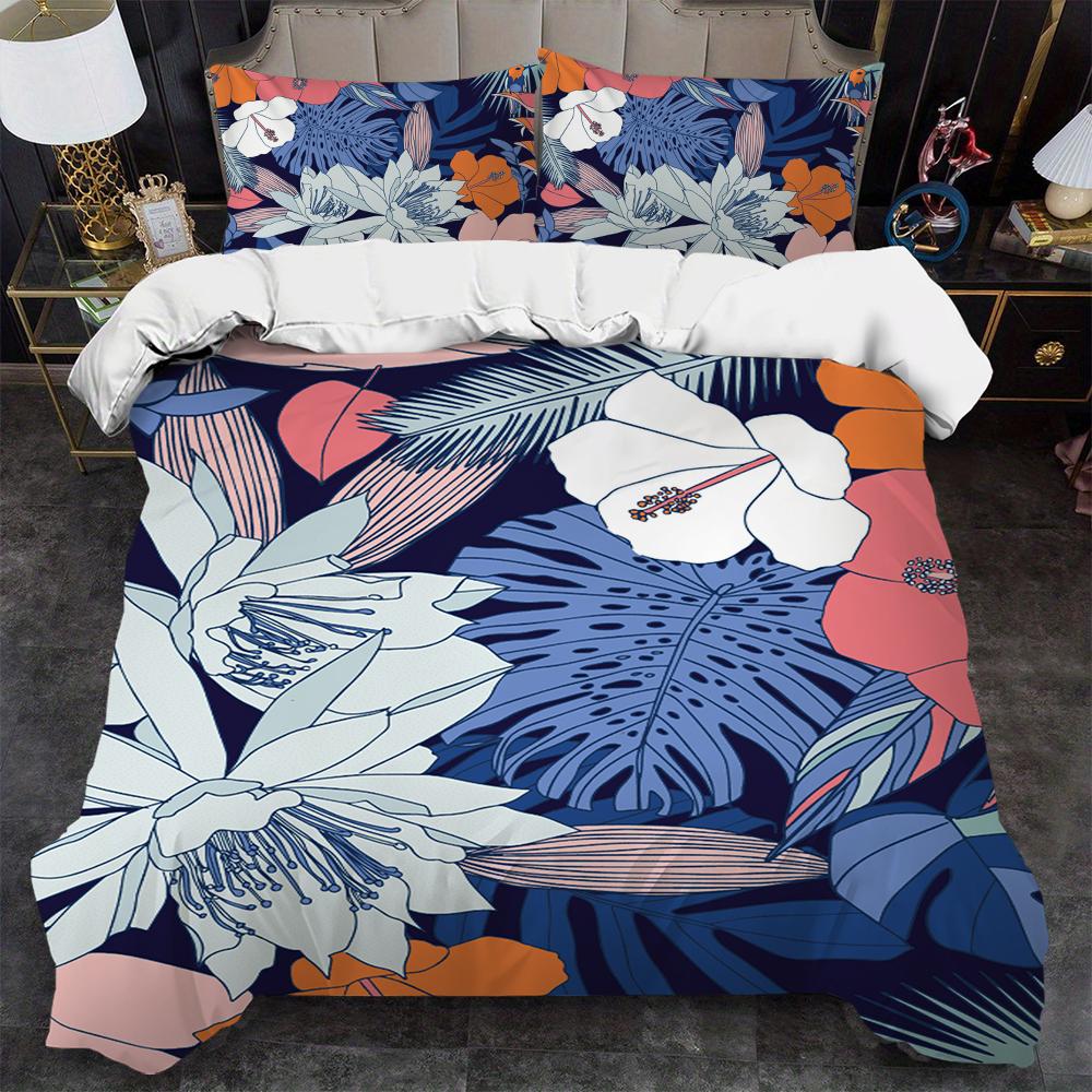 Rainforest Flowers Duvet Cover Set Soft Wash Bed 3 Piece Summer Comfortable Student Dormitory Home Baby Bedding Best Seller