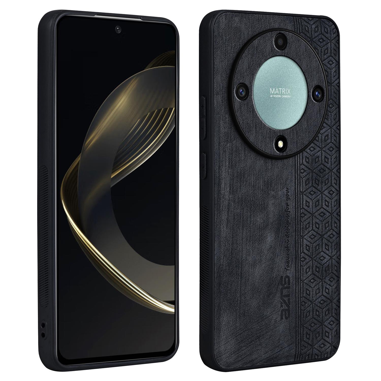 

AZNS Чехол для Honor X9b 5G/Magic6 Lite 5G, устойчивый к царапинам, с покрытием из ПУ кожи, ТПУ чехол для телефона Black