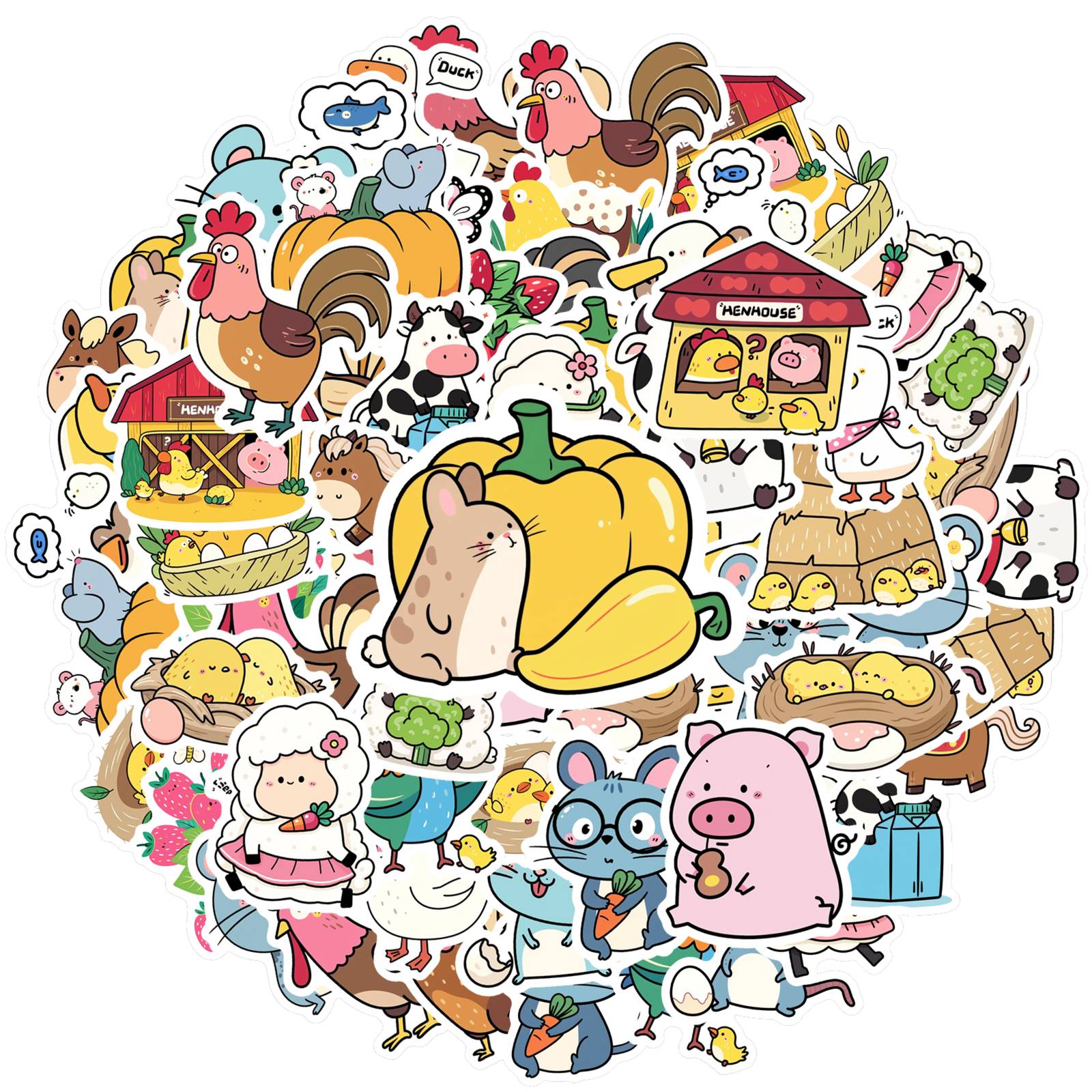 

35pcs Playful Cartoon Animals Stickers Whimsical Pasture Stationery Stickers Animal Stickers For Suitcase Fridge Phone Luggage