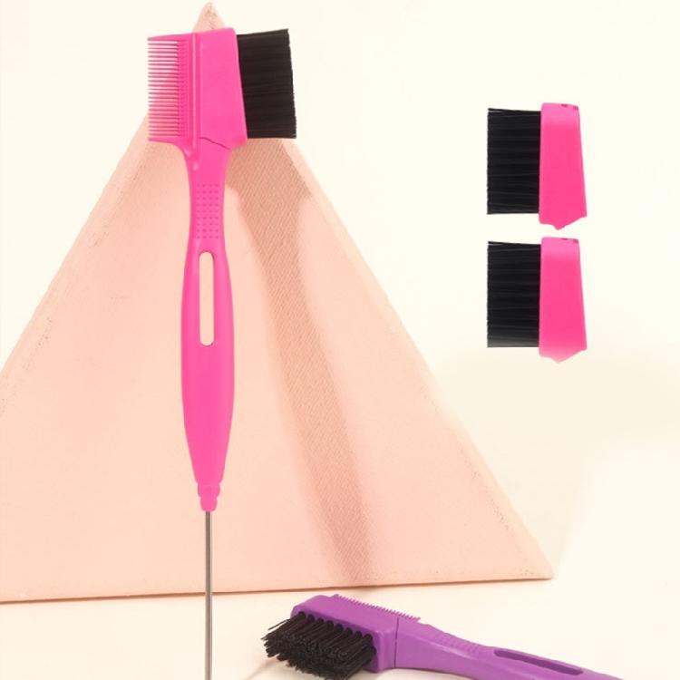 Hair Control Edge Brush with Metal Rat Tail Comb Double Sided Hair Styling Brush